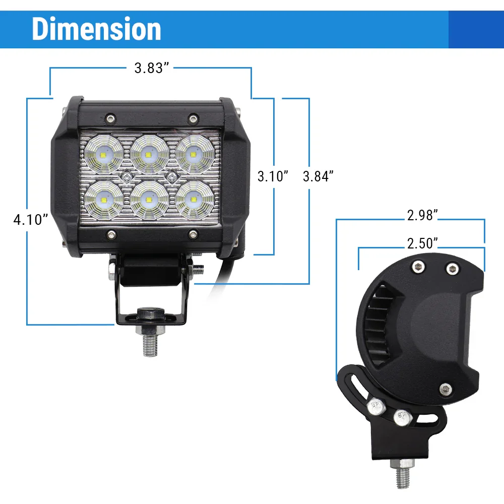 Four 4" LED Spot Beam Fog Lights w/ Bumper Brackets for 2010-2014 F-150 SVT Raptor - Image 5