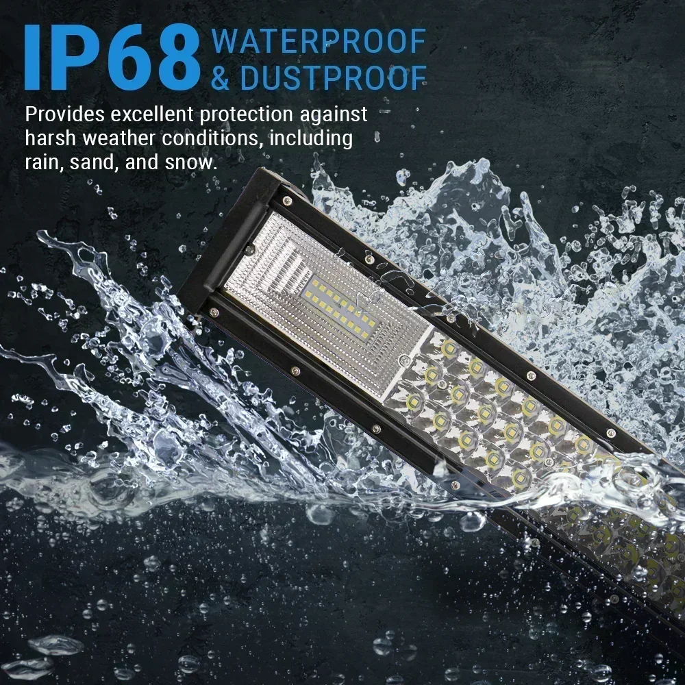 32"-52" Triple Row LED Curved Working Light Bar, Flood Spot Combo Beam, 6000K Waterproof Fog Lights - Image 7