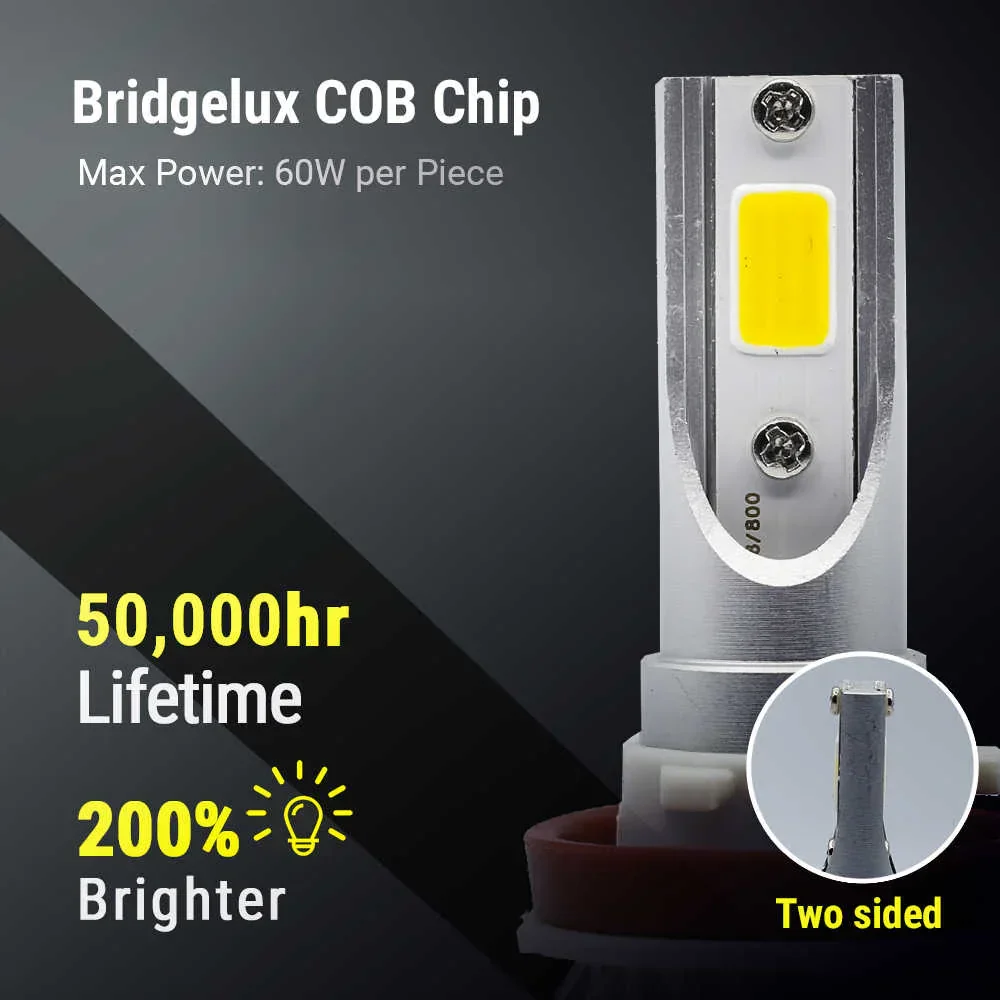 COB-2S LED Fog Light Bulbs 3000K Yellow/Amber (9005 9006 H10 H11) - Image 3